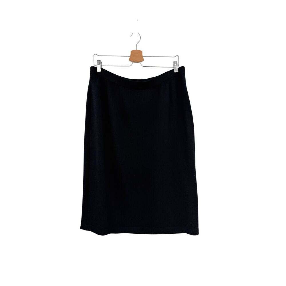 St. John Basics Black Santana Knit Pull On Midi Pencil Skirt‎ 16